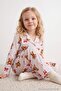 Ecru Soft Fabric Girls' Pajama Set Tkdaw27Pt00014