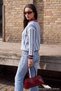Burgundy Polo Collar Striped Color Block Oversize Knitwear Sweater Twoaw27Kz00274 - 6
