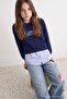 Lacivert Kız Çocuk Örme Sweatshirt TKDAW27SW00040 - 2