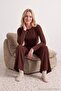 Light Brown Viscose Knitted Pajamas Set Twoaw21Au0034 - 2