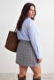 Gray Plaid Mini Woven Large Size Skirt-Looking Shorts Tbbaw27Ap00002 - 4