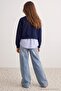 Lacivert Kız Çocuk Örme Sweatshirt TKDAW27SW00040 - 4