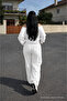 Women's White Linen Trousers with Elastic Waist and Wide Legs - 6