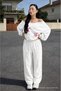 Women's White Linen Trousers with Elastic Waist and Wide Legs