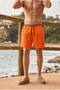 Men's Loose Lined Zippered Trendy Orange Swim Shorts - 4