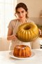 Thick Cast Cake Mold, Corrugated Gold, 25 cm Diameter, Non-Stick Bundt Cake Mold, with Whisk as a Gift - 2
