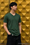 Men's Comfort Short Sleeve Khaki V-Neck T-Shirt