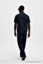 Men's Textured 100% Cotton Navy Blue Polo Collar T-Shirt - 5