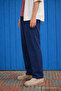 Men's Trend Premium Loose Navy Blue Linen Trousers - 2