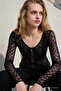 Women's Casual Tie-Back Black Long Sleeve Blouse - 5