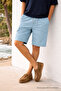 Men's Relax Fit Casual Cargo Pocket A.Blue Linen Shorts - 4