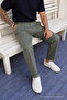 Men's High Waist Regular Fit Khaki Fabric Trousers - 5