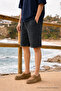 Men's Relax Fit Casual Cargo Pocket Black Linen Shorts - 4