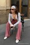 Women's Trend High Waist Pink Palazzo Trousers - 2
