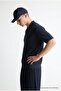Men's Premium Comfort Textured Navy Blue Polo Collar t Shirt - 4