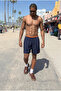 Men's Lined Comfortable Zipper Pocket Navy Blue Swim Shorts - 3