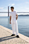 Men's Elastic Waist Jogger White Linen Trousers