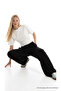 Women's Summer Comfortable Black Linen Trousers with Elastic Waist - 5
