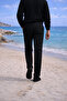Men's Summer High Waist Pleated Black Fabric Trousers - 6