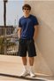 Men's Trend Crew Neck Comfortable Basic Navy Blue T-Shirt - 2