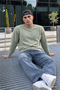 Men's 95% Cotton Anti-Pilling Khaki Knit Sweater - 3