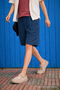 Men's Premium Navy Blue Linen Shorts with Plenty of Cargo Pockets - 4