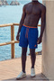 Men's Short Length Zipper Pocket Blue Beach Swim Shorts - 2