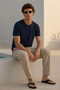 Men's 3-Piece Cargo Linen Trousers with Elastic Waist - 3