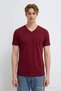 Men's Casual Comfortable Burgundy V-Neck T-Shirt