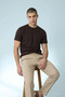 Men's Casual Straight Brown Stretchy T-Shirt - 2