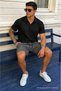 Men's Stylish Elastic Waist Loose Basic Khaki Shorts with Pockets - 5