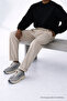 Men's Striped Summer Stone Italian Fabric Trousers - 5