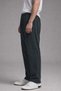 Men's Black Linen Trousers with Elastic Waist and Wide Legs - 2