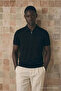 Men's Classic Zippered Black Polo Collar T-Shirt - 3