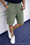 Men's Casual Trendy Green Linen Shorts with Loose Cargo Pockets - 4