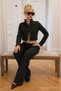 Women's Trend Low Waist Loose Black Linen Trousers - 5