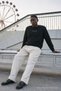 Men's Regular Fit Printed Crew Neck Black Sweatshirt - 3