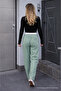 Women's Summer Regular Wide-Leg Light Green Linen Trousers - 6
