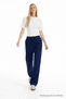 Women's Casual Summer Trend Loose Navy Blue Linen Trousers - 3