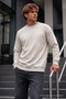 Men's Long Sleeve Cream Knitwear Winter Sweater - 6