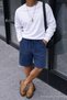 Men's Summer Cargo Pocket Regular Navy Blue Linen Shorts - 4