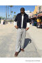 Men's High Waist Casual Elastic Gray Linen Trousers - 6