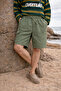 Men's Low Waist Premium Cargo Pocket Green Linen Shorts - 4