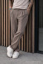 Men's Relax Fit High Waist Pleated Brown Fabric Trousers - 4