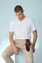 Men's Straight Fit White V-Neck T-Shirt - 2