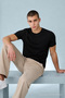 Men's Casual Straight Black Stretchable T-Shirt - 4