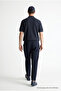 Men's Premium Comfort Textured Navy Blue Polo Collar t Shirt - 5