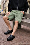 Men's Premium Jogger Relax Cargo Pocket A.Green Linen Shorts - 5