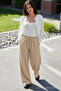 Women's Summer Cream Linen Trousers - 4
