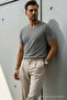 Men's Relaxed Fit Smoked Loose V-Neck T-Shirt - 3